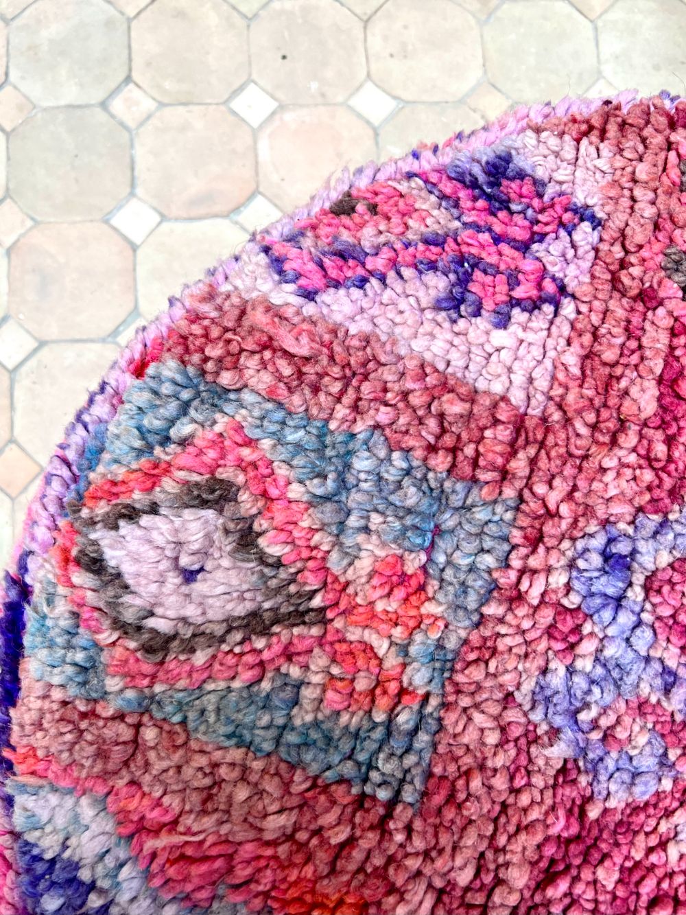 Moroccan Vintage Purple Round Pouf