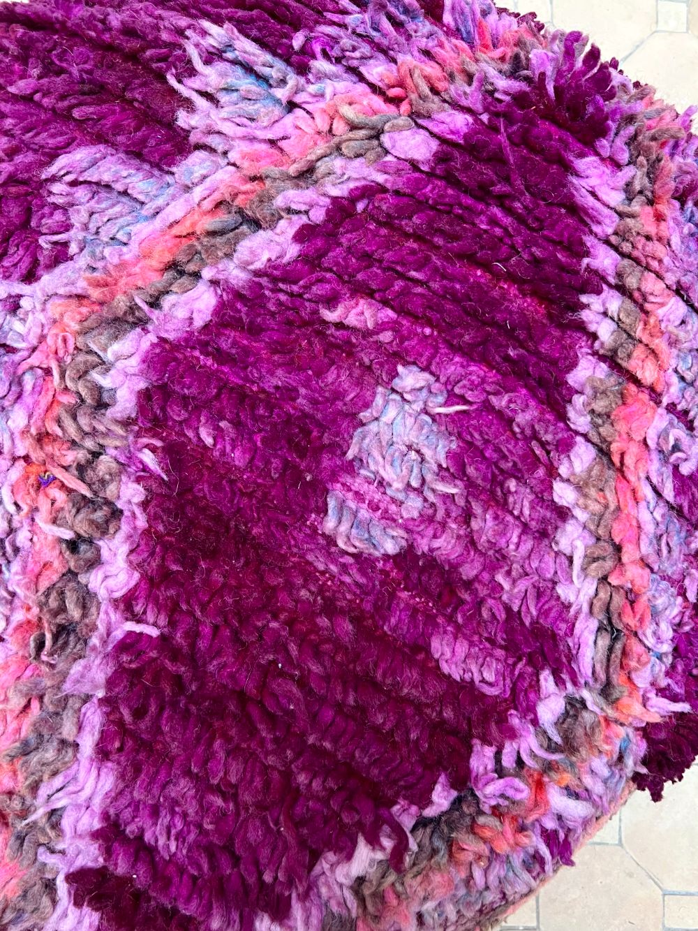 Moroccan Vintage Purple Round Pouf