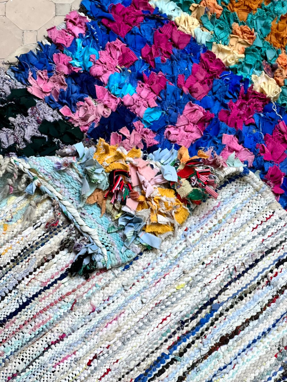 Moroccan Vintage Boucherouite Rug 260x130cm