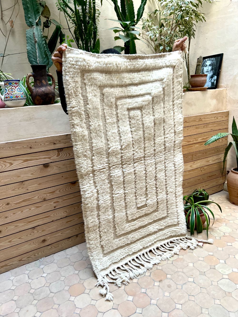 Moroccan All White Rug 140x80cm