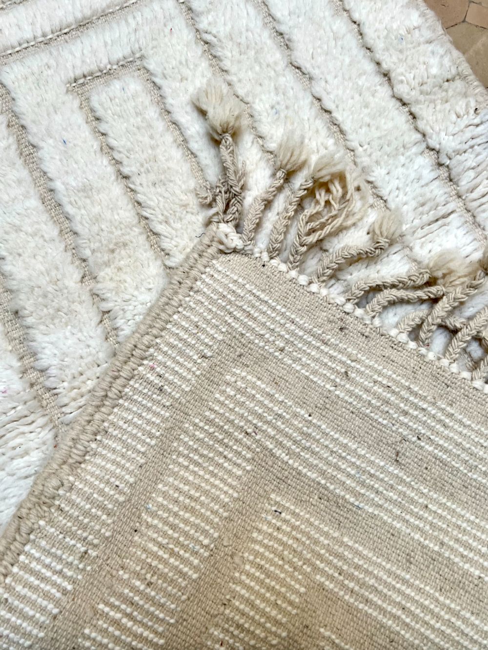 Moroccan All White Rug 140x80cm