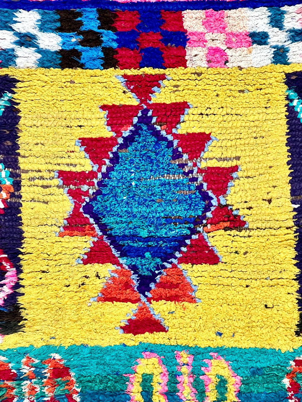 Moroccan Vintage Boucherouite runner Rug 235x70cm