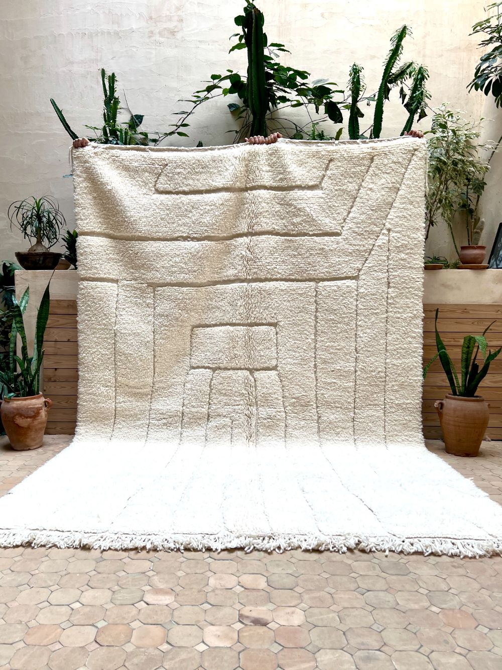 Moroccan All White Rug 310x210cm