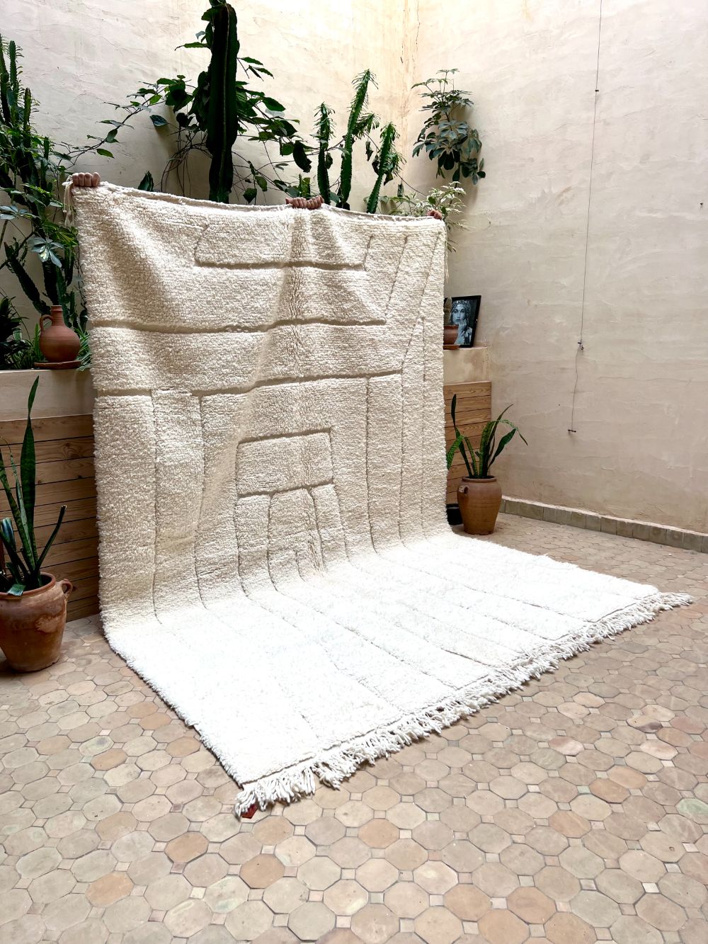 Marokkolainen valkoinen matto 295x205cm