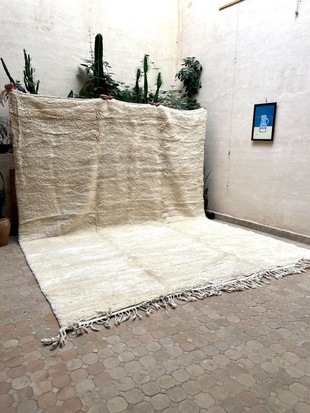 Moroccan All White Rug 390x305cm