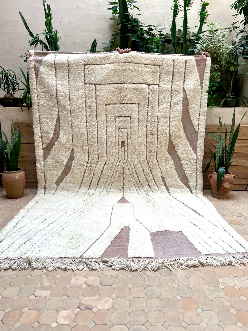 Moroccan White Terracotta Rug 320x215cm