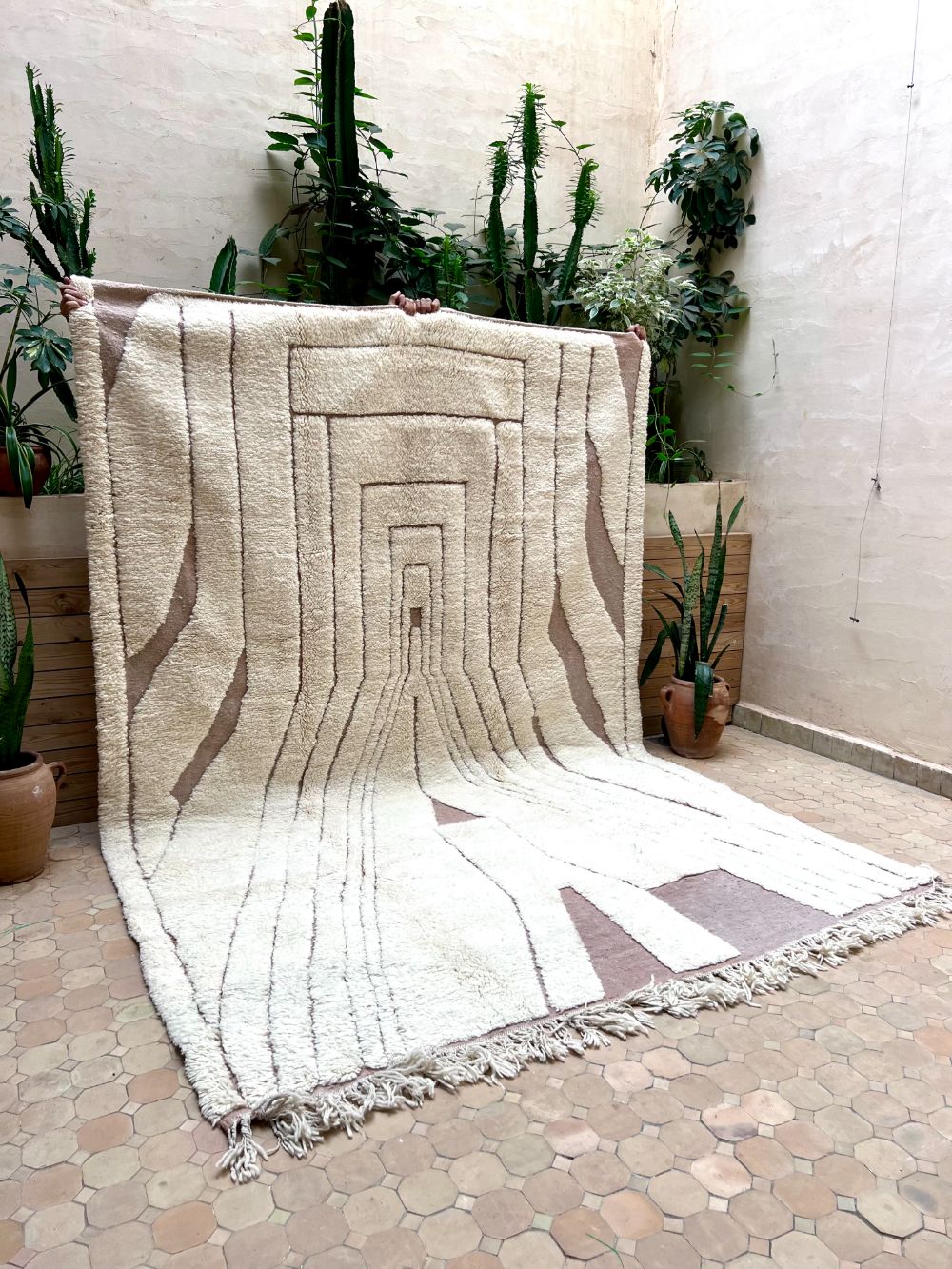 Moroccan White Terracotta Rug 320x215cm