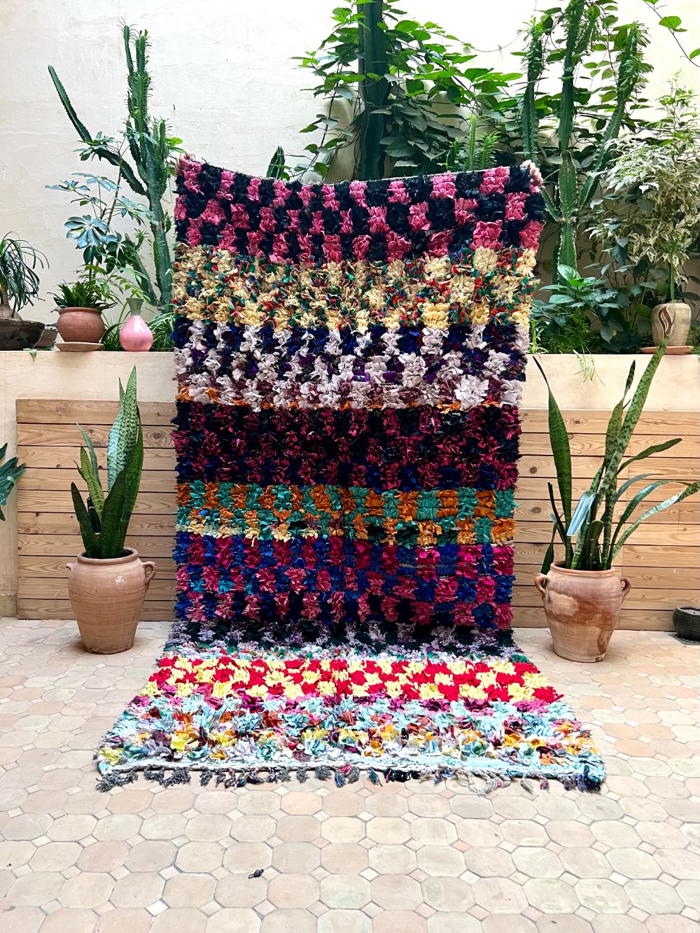 Moroccan Vintage Boucherouite Rug 260x130cm