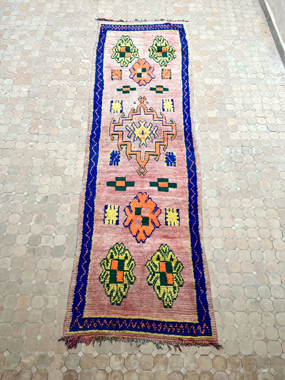Moroccan Vintage Boujaad runner Rug 370x110cm