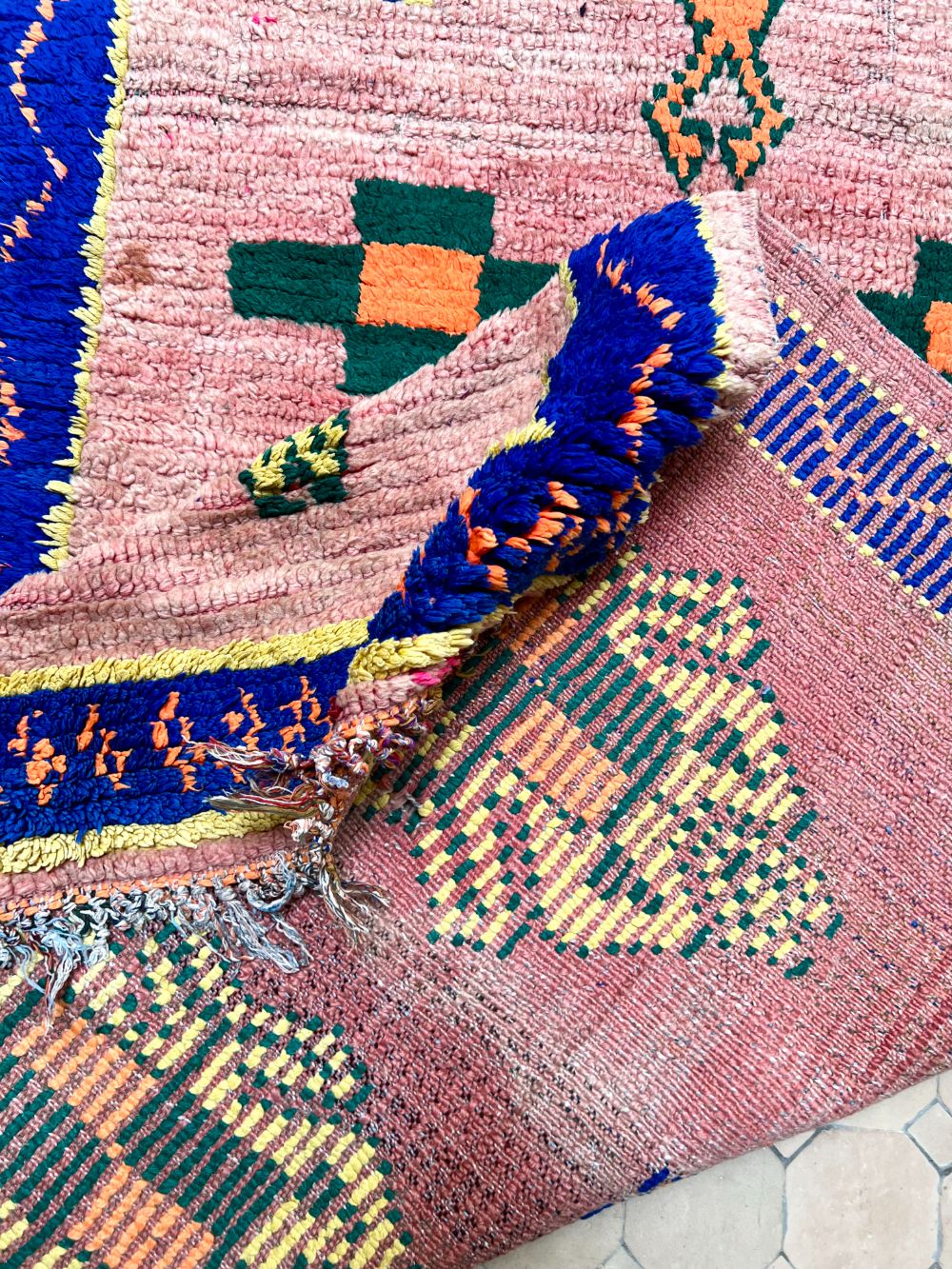 Moroccan Vintage Boujaad runner Rug 370x110cm