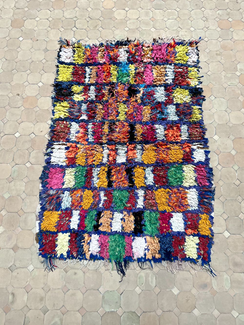Moroccan Vintage Boucherouite Rug 145x100cm