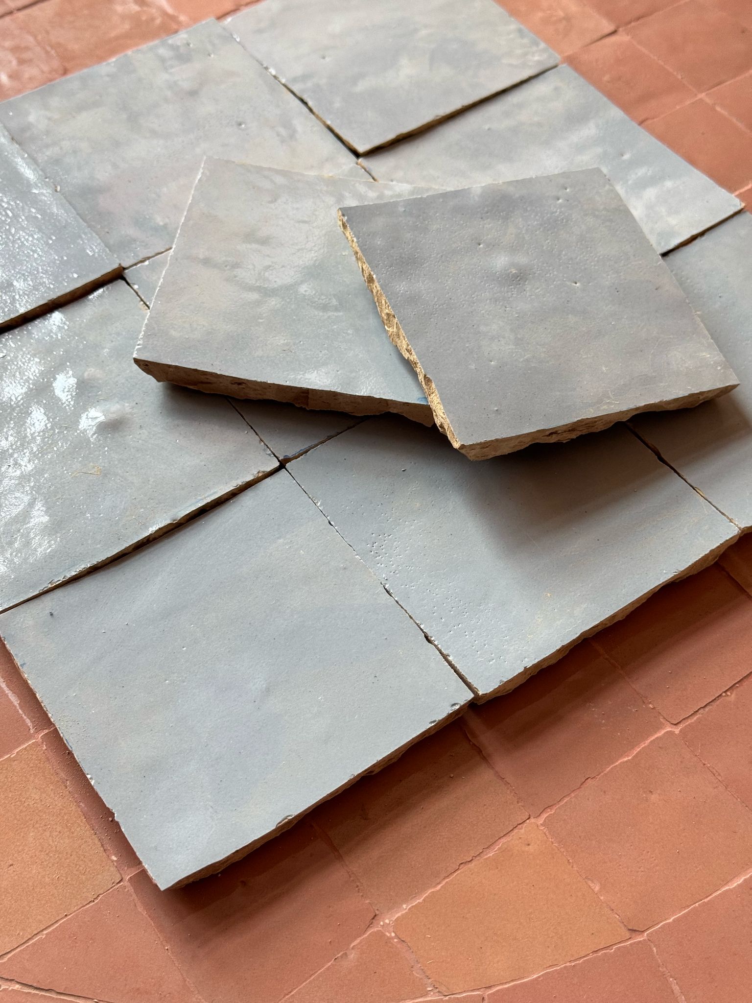 Moroccan Zellige Tiles: Ash blue / m²