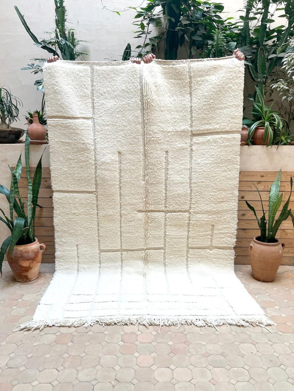 Moroccan All White Rug 240x155cm