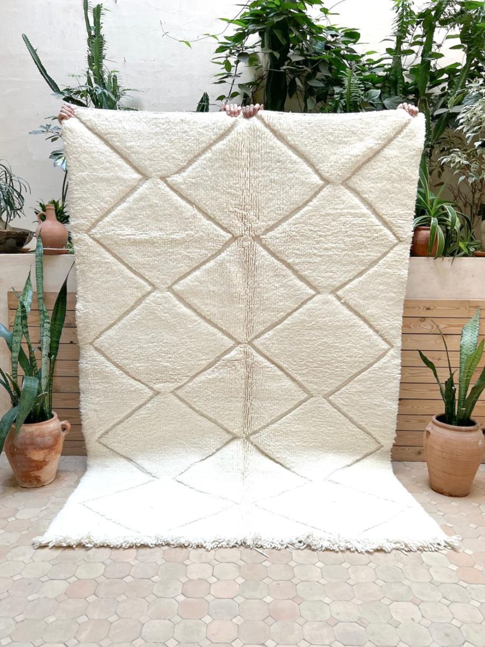 Moroccan All White Rug 205x125cm