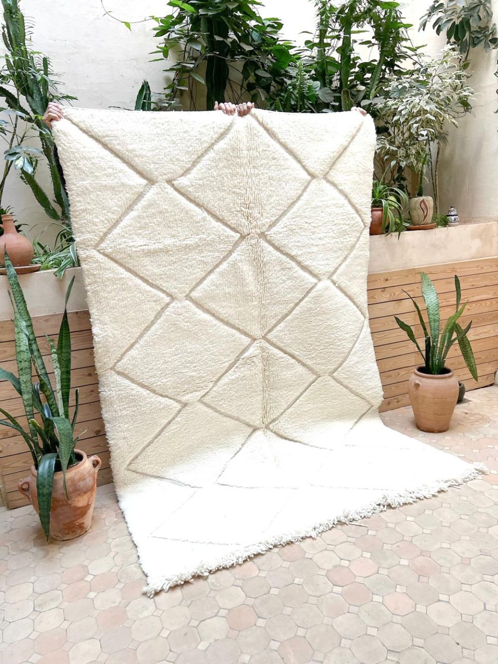 Moroccan All White Rug 205x125cm