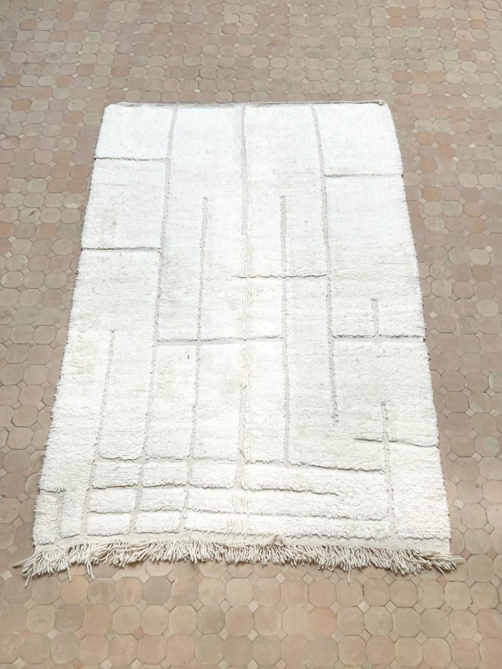 Moroccan All White Rug 240x155cm