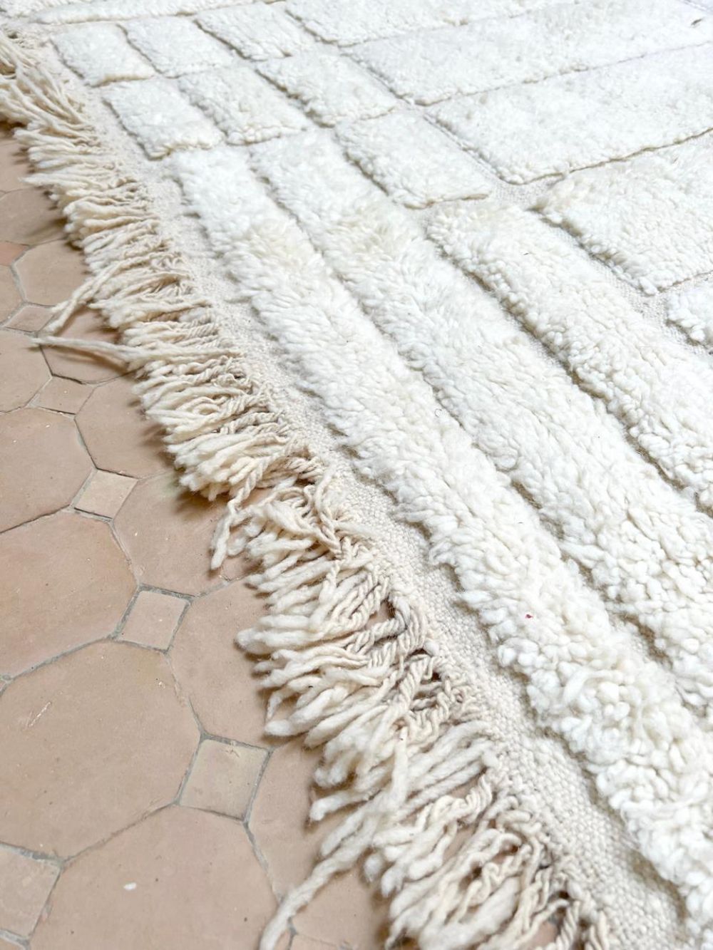 Moroccan All White Rug 240x155cm