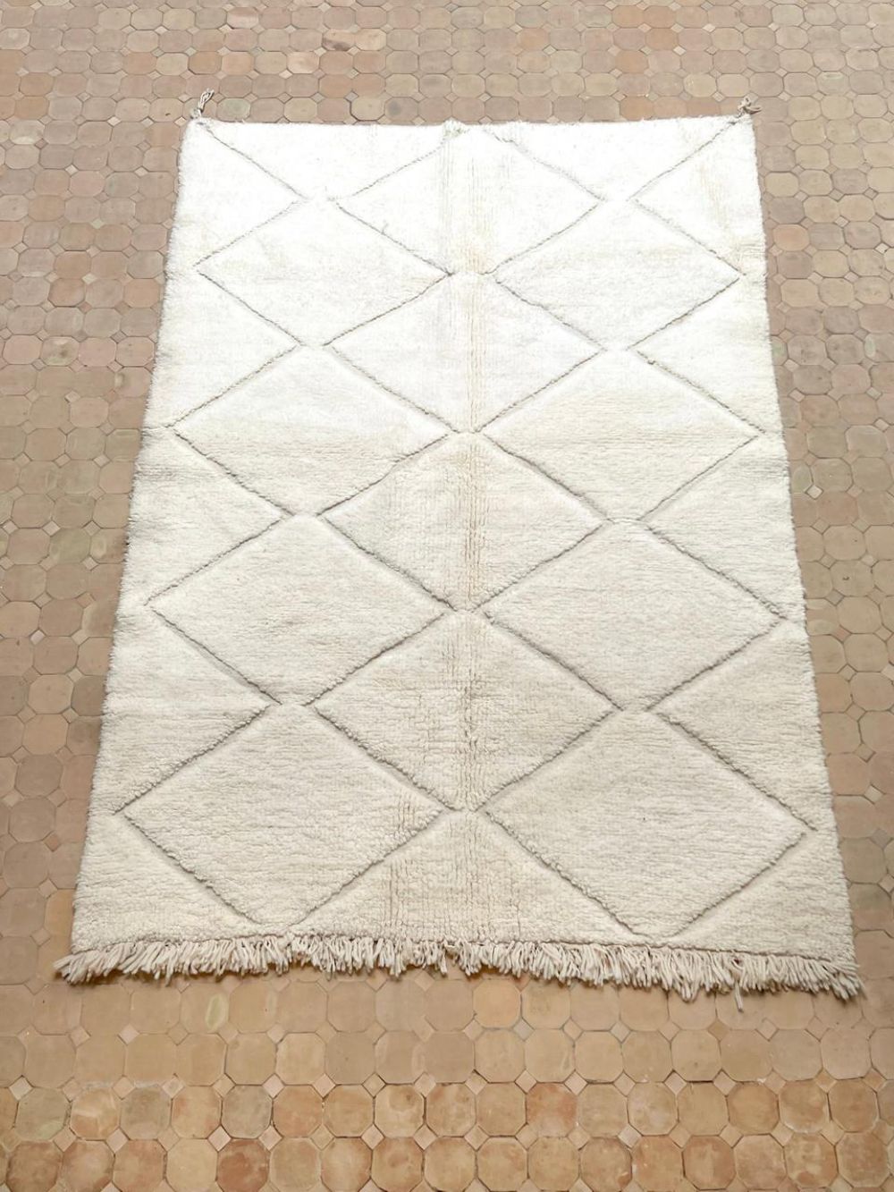 Moroccan All White Rug 205x125cm