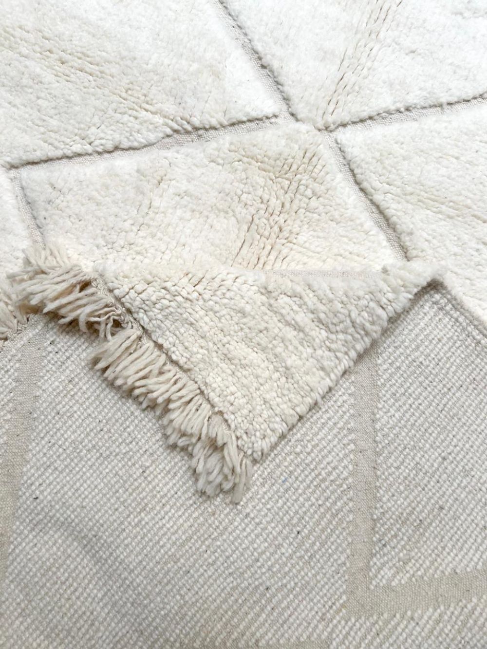 Moroccan All White Rug 205x125cm