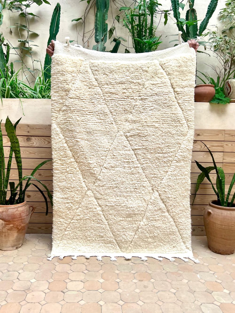 Moroccan All White Rug 145x100cm
