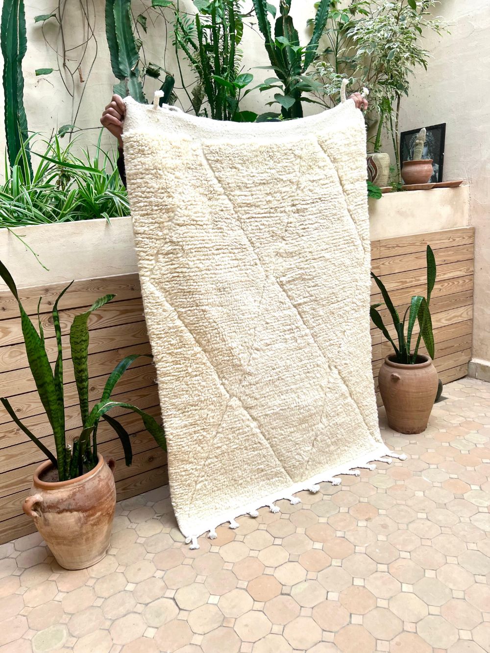Moroccan All White Rug 145x100cm