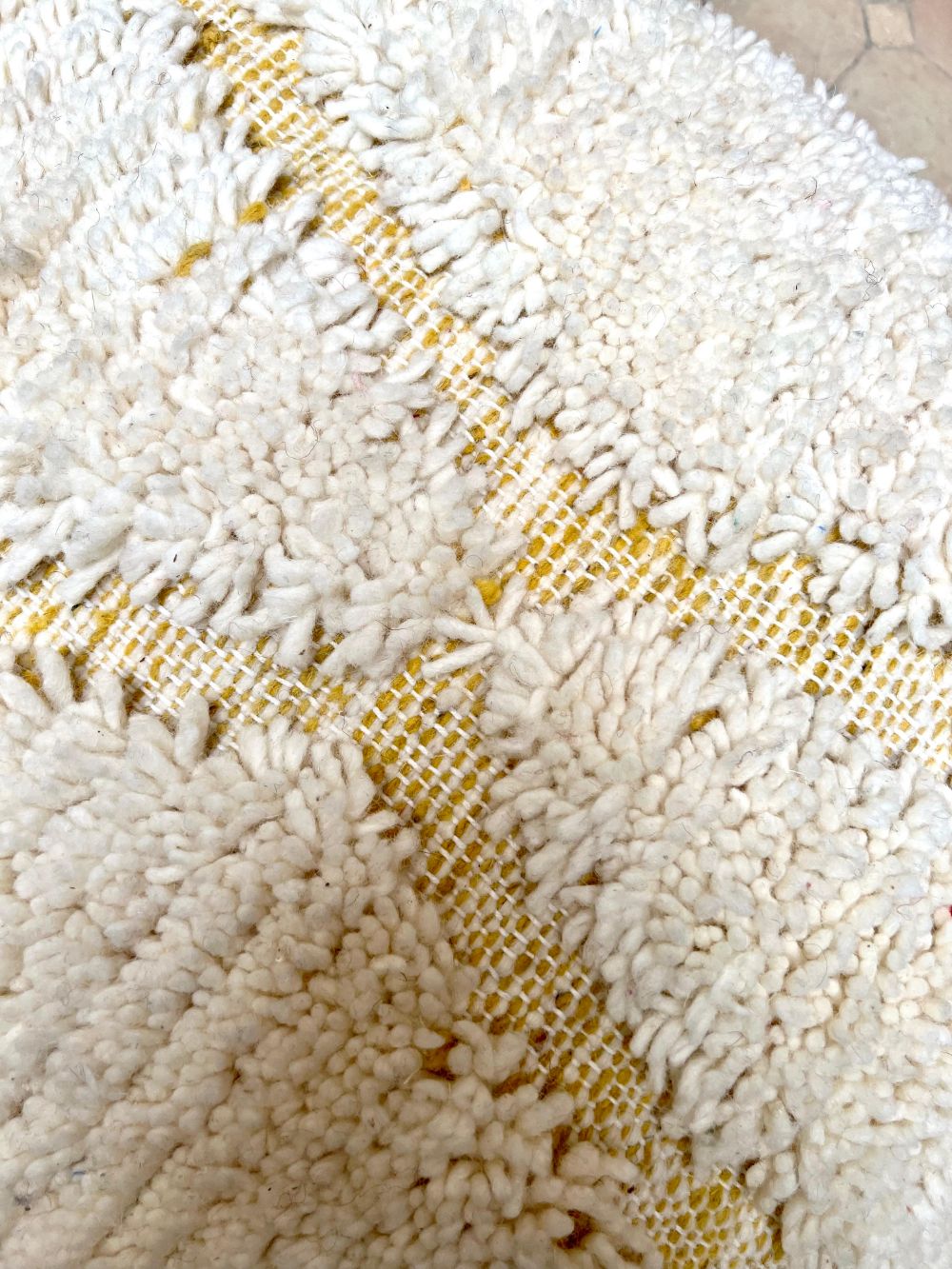 Moroccan Yellow and white Pouf