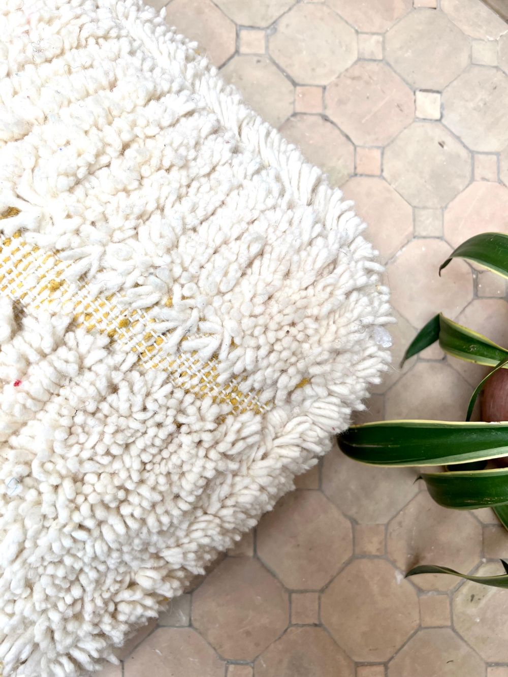Moroccan Yellow and white Pouf