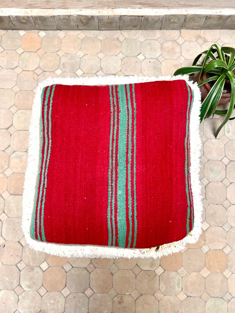 Moroccan Yellow and white Pouf