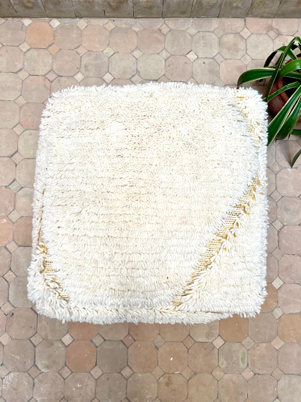 Moroccan Yellow and white Pouf