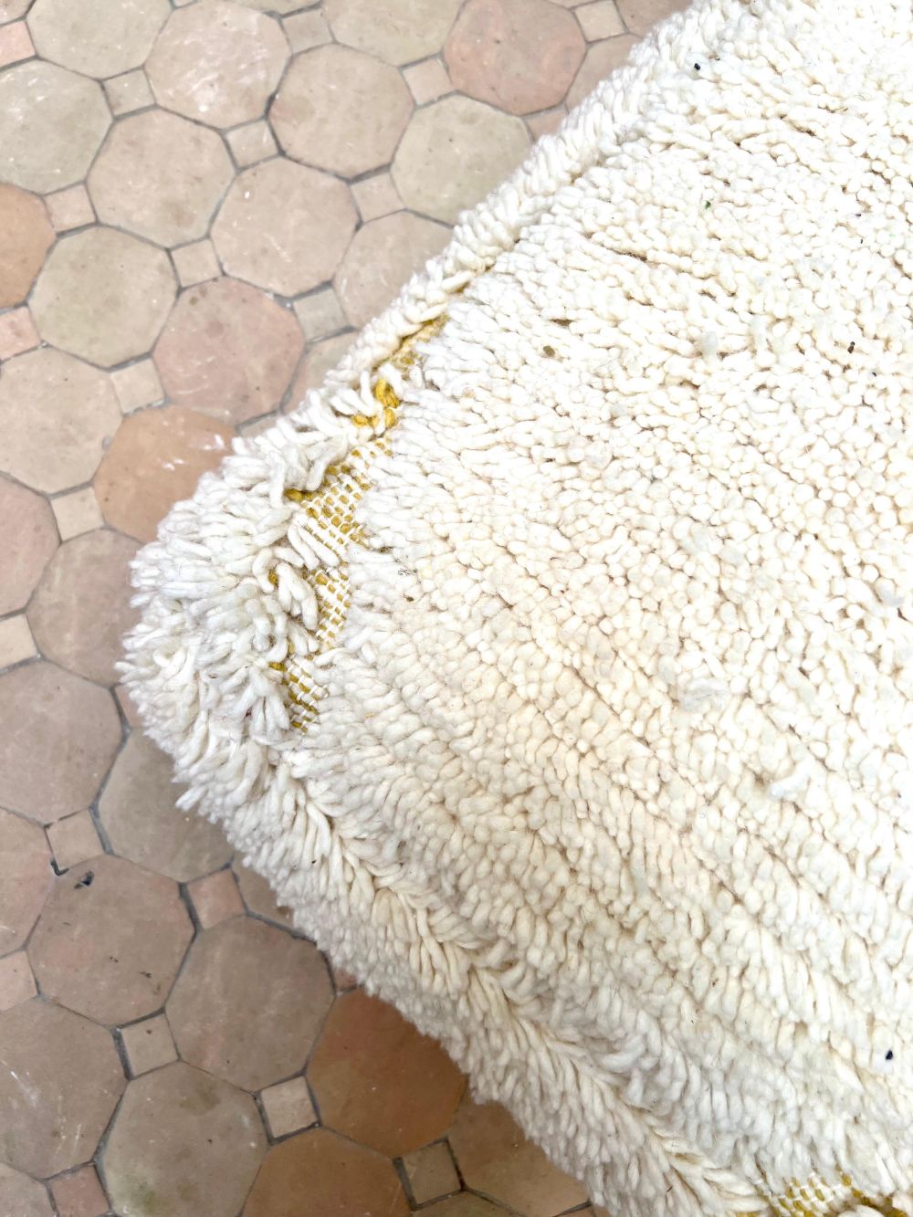Moroccan Yellow and white Pouf
