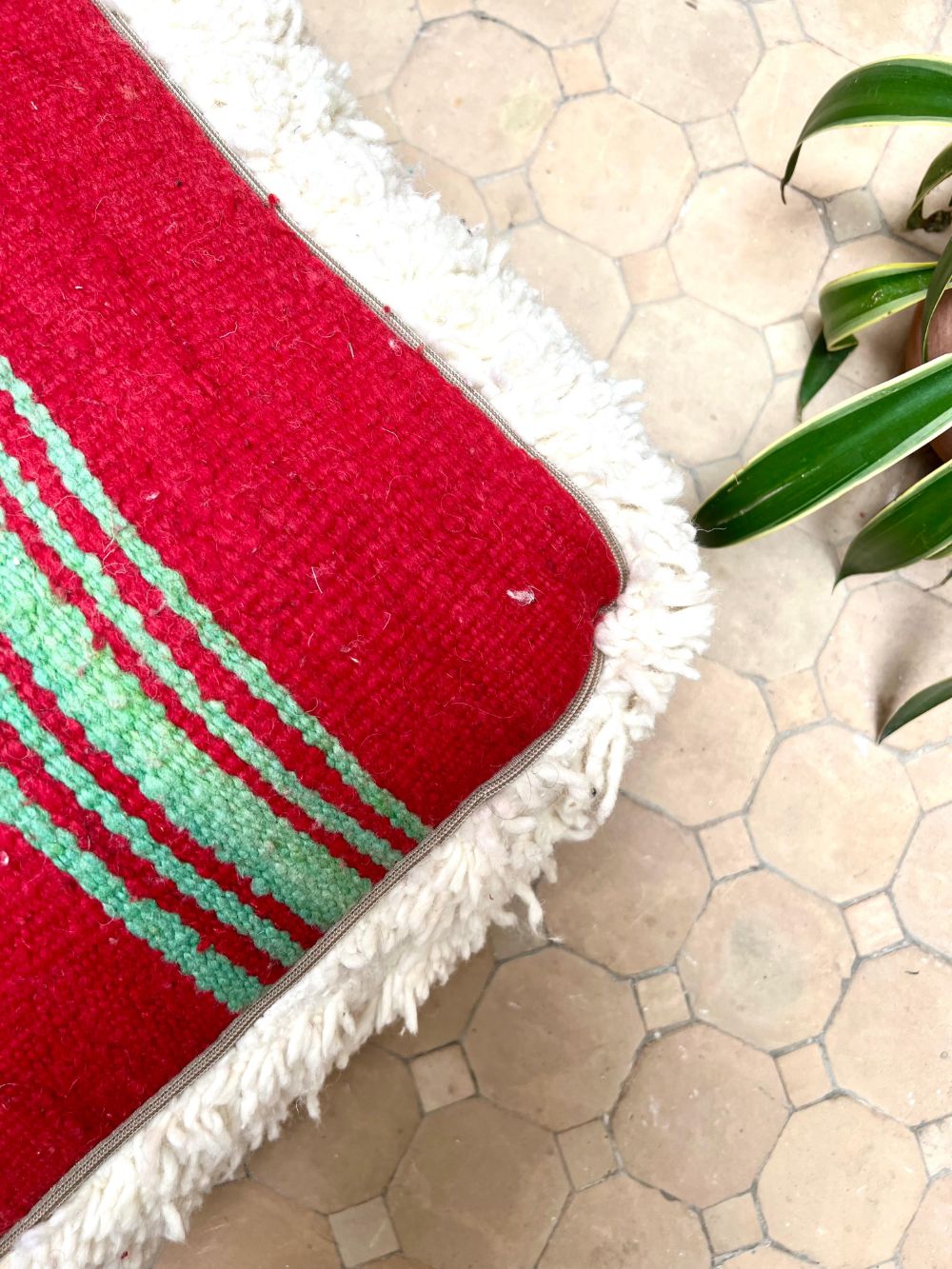 Moroccan Yellow and white Pouf