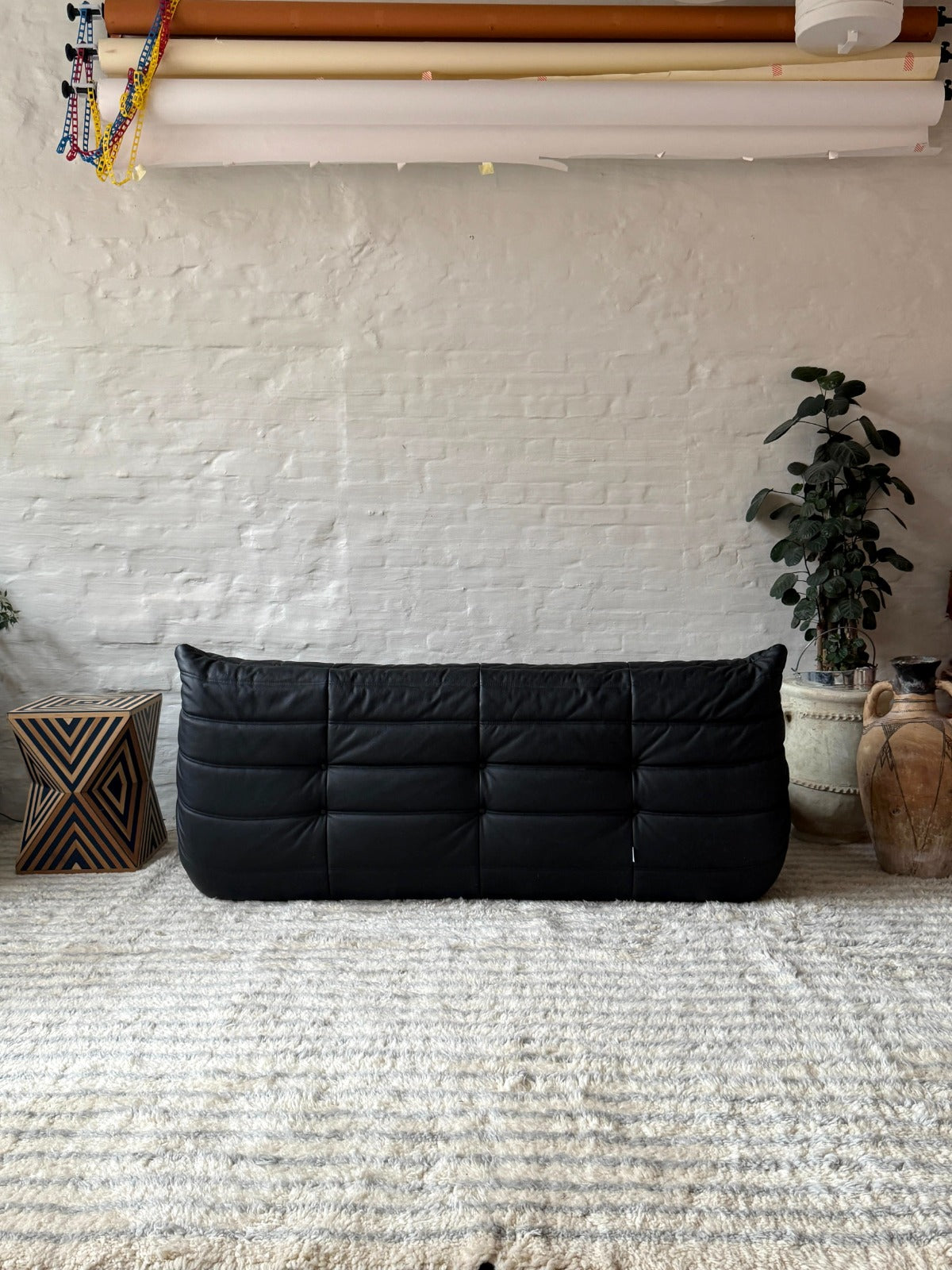 Togo Sofa by Michel Ducaroy, Black Leather 3-Seater