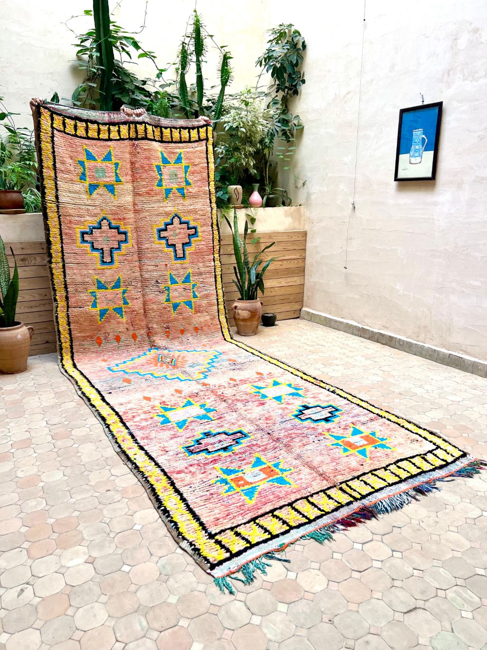 Moroccan Vintage Boujaad runner Rug 420x155cm