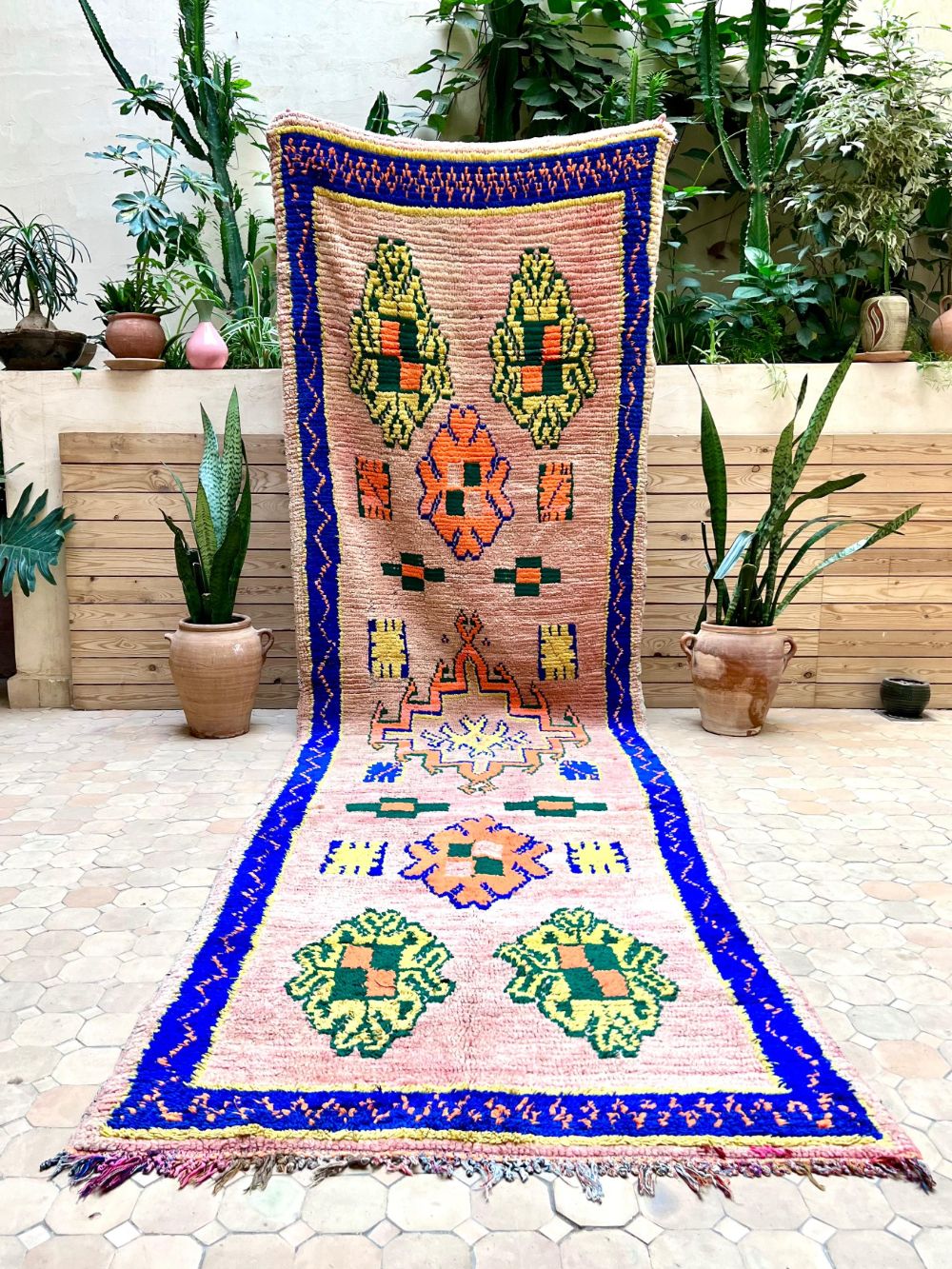 Moroccan Vintage Boujaad runner Rug 370x110cm