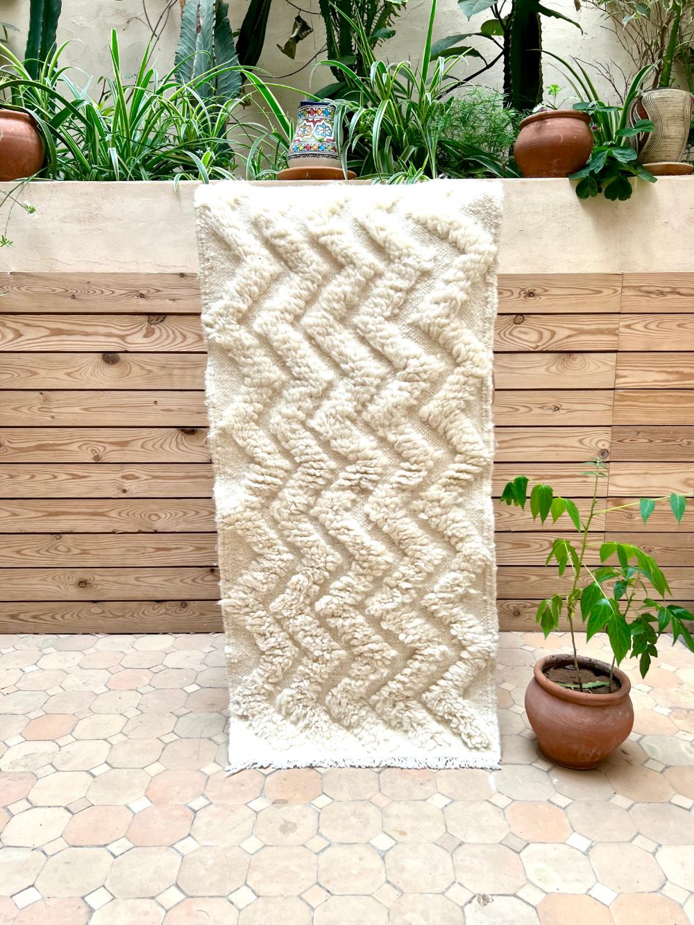 Moroccan All White Rug 105x50cm