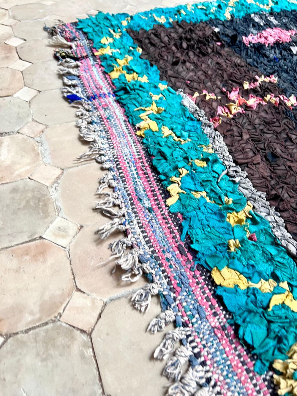 Moroccan Vintage Boucherouite Rug 335x150cm