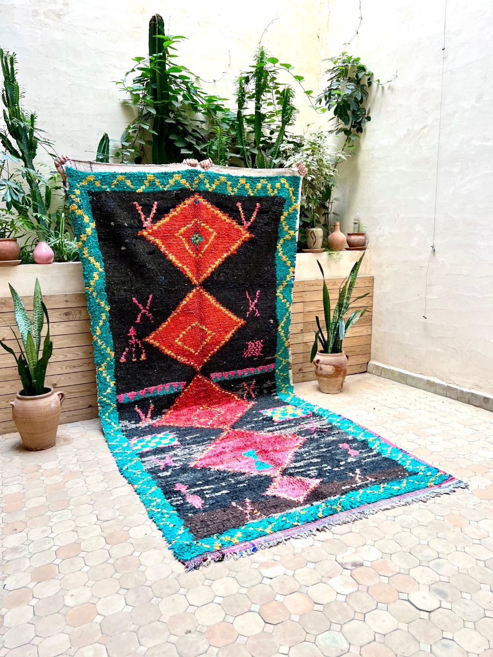 Moroccan Vintage Boucherouite Rug 335x150cm