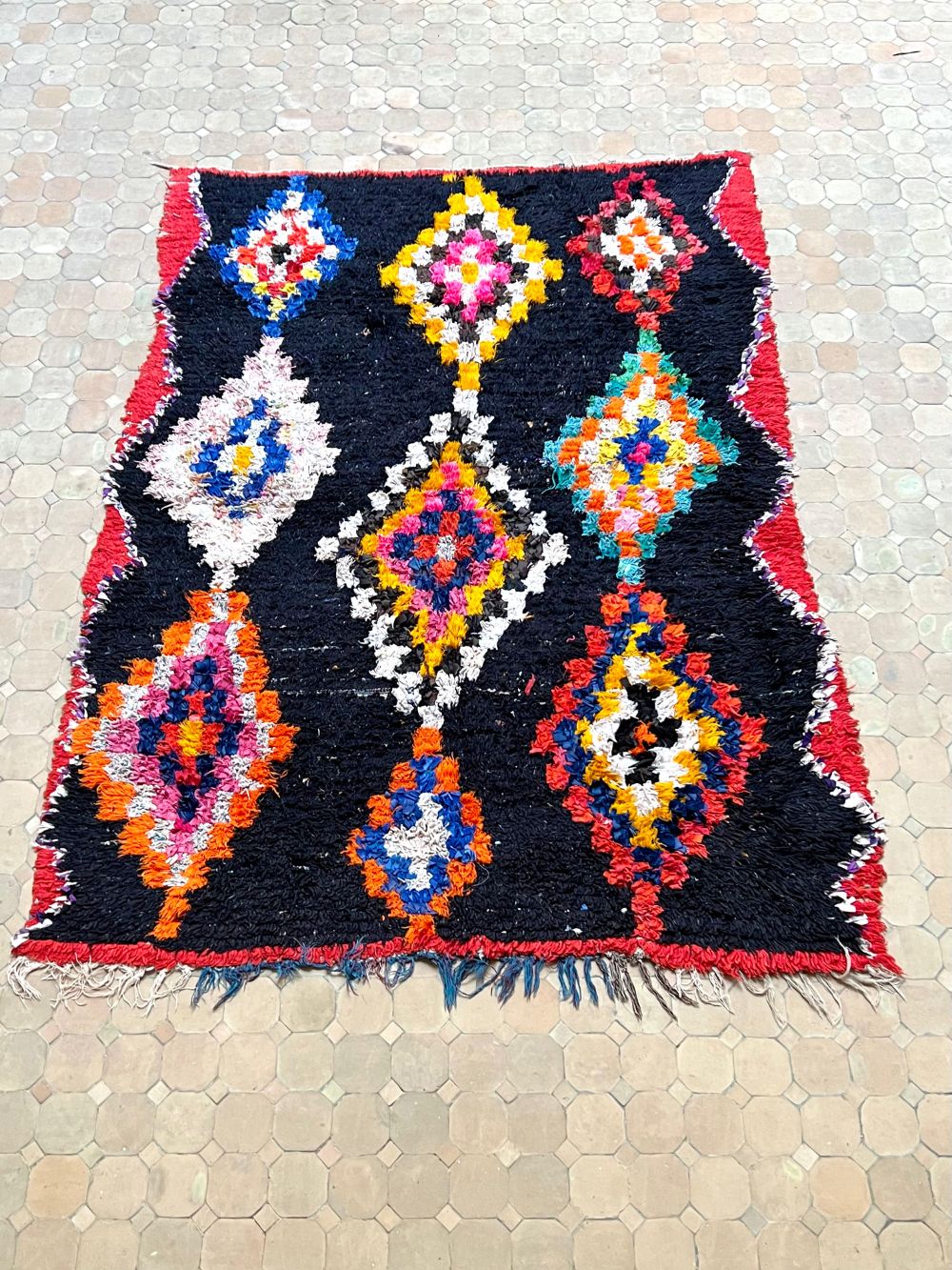 Moroccan Vintage Boucherouite Rug 220x150cm