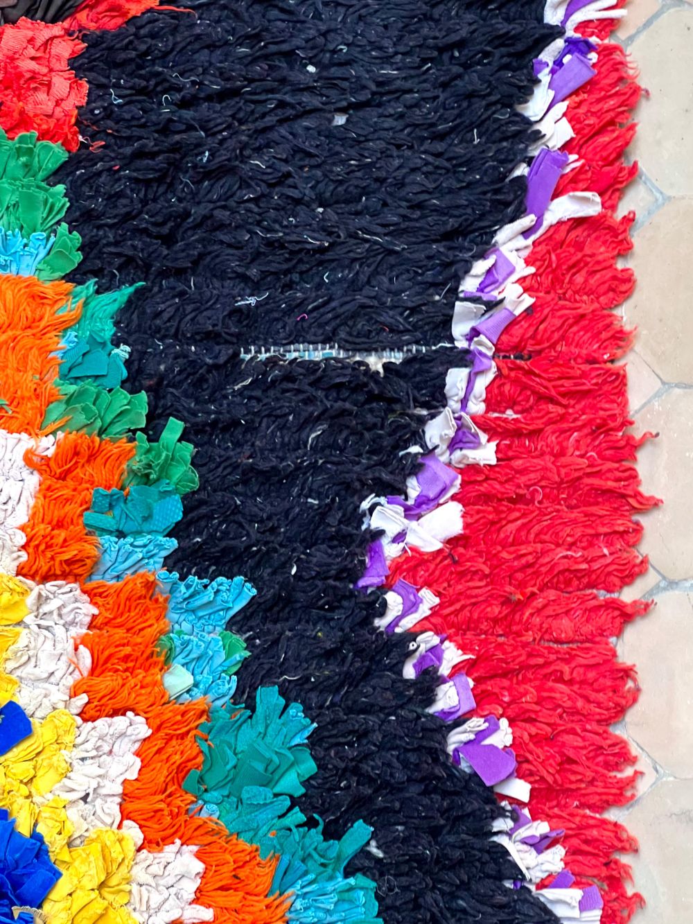 Moroccan Vintage Boucherouite Rug 220x150cm