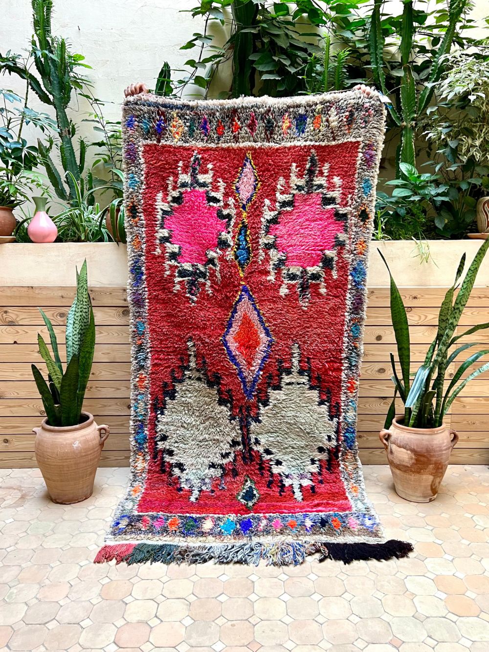 Moroccan Vintage Boucherouite Rug 210x105cm