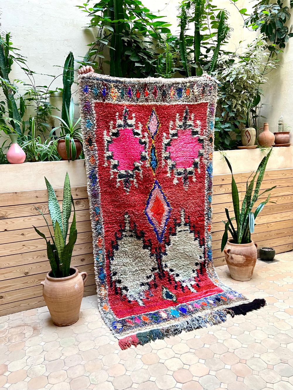 Moroccan Vintage Boucherouite Rug 210x105cm