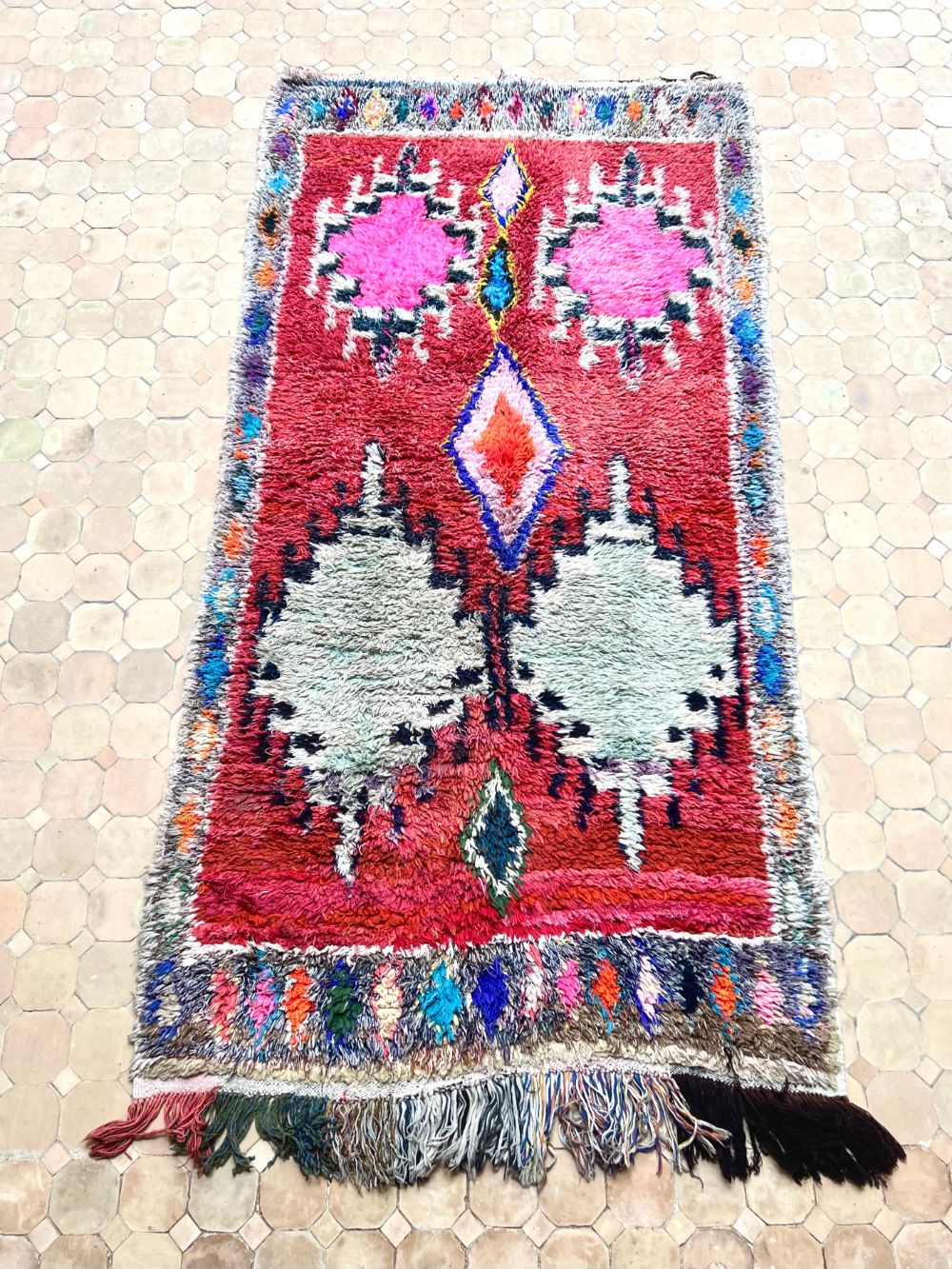 Moroccan Vintage Boucherouite Rug 210x105cm