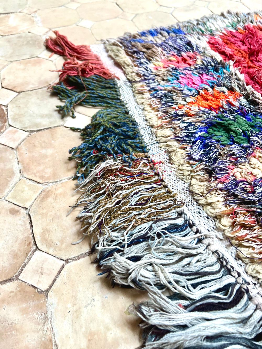 Moroccan Vintage Boucherouite Rug 210x105cm