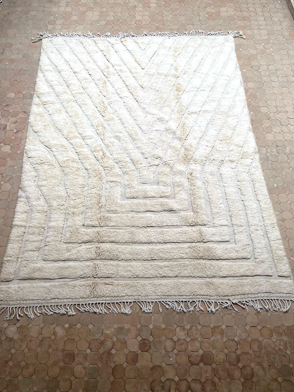 Moroccan All White Rug 345x245cm