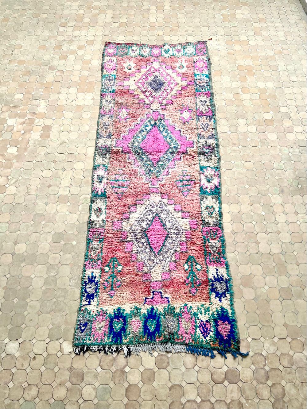 Jutta: Moroccan Vintage Boujaad runner Rug 355x125cm