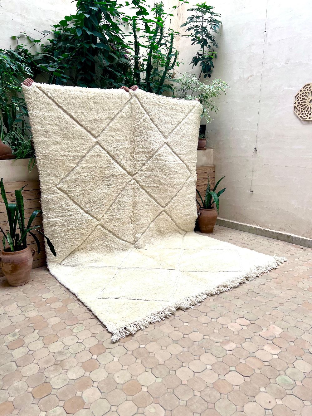 Moroccan All White Rug 300x200cm