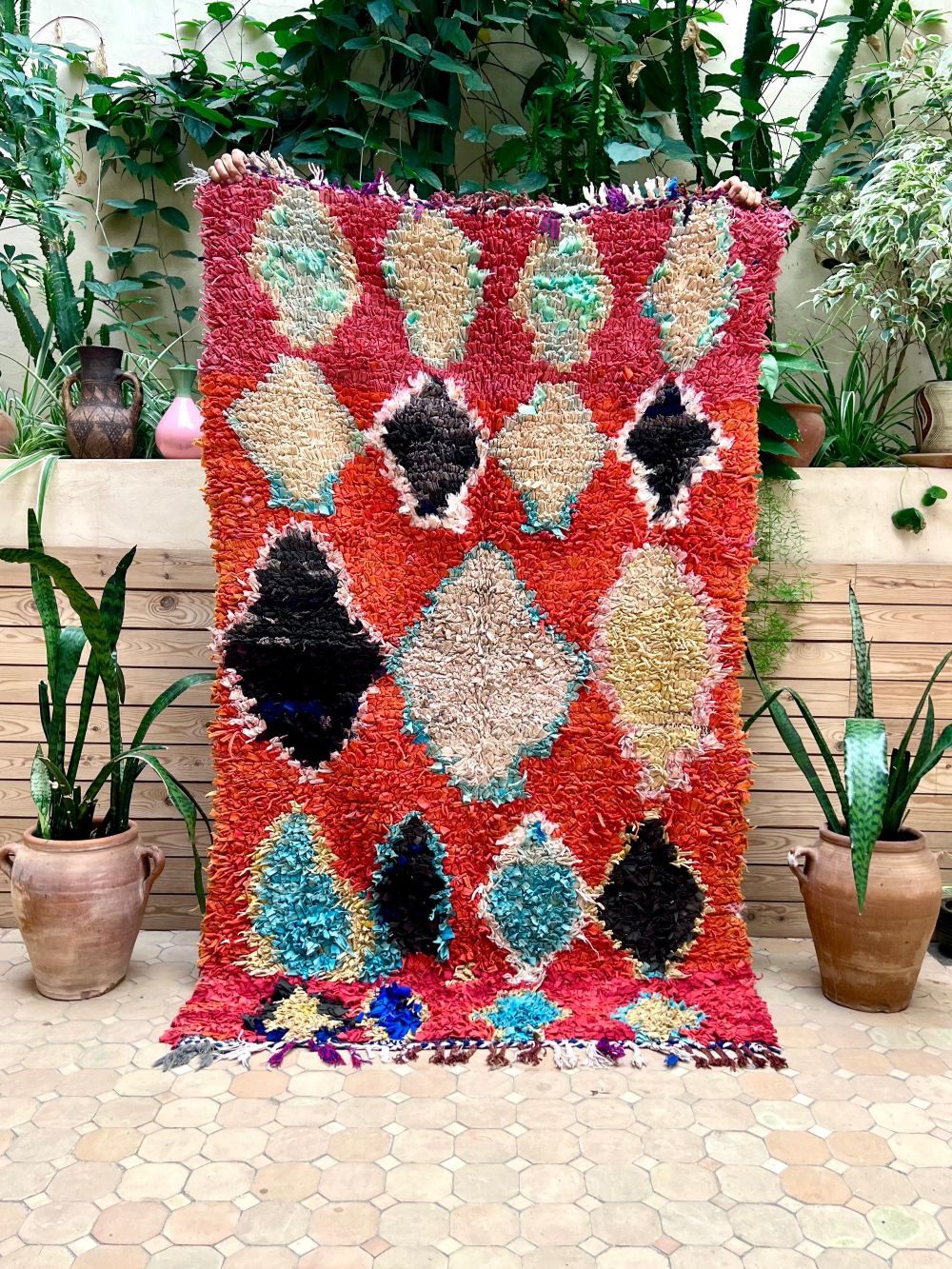 Moroccan Vintage Boucherouite Rug 190x110cm