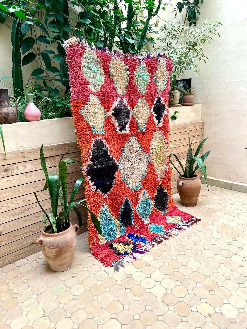 Moroccan Vintage Boucherouite Rug 190x110cm