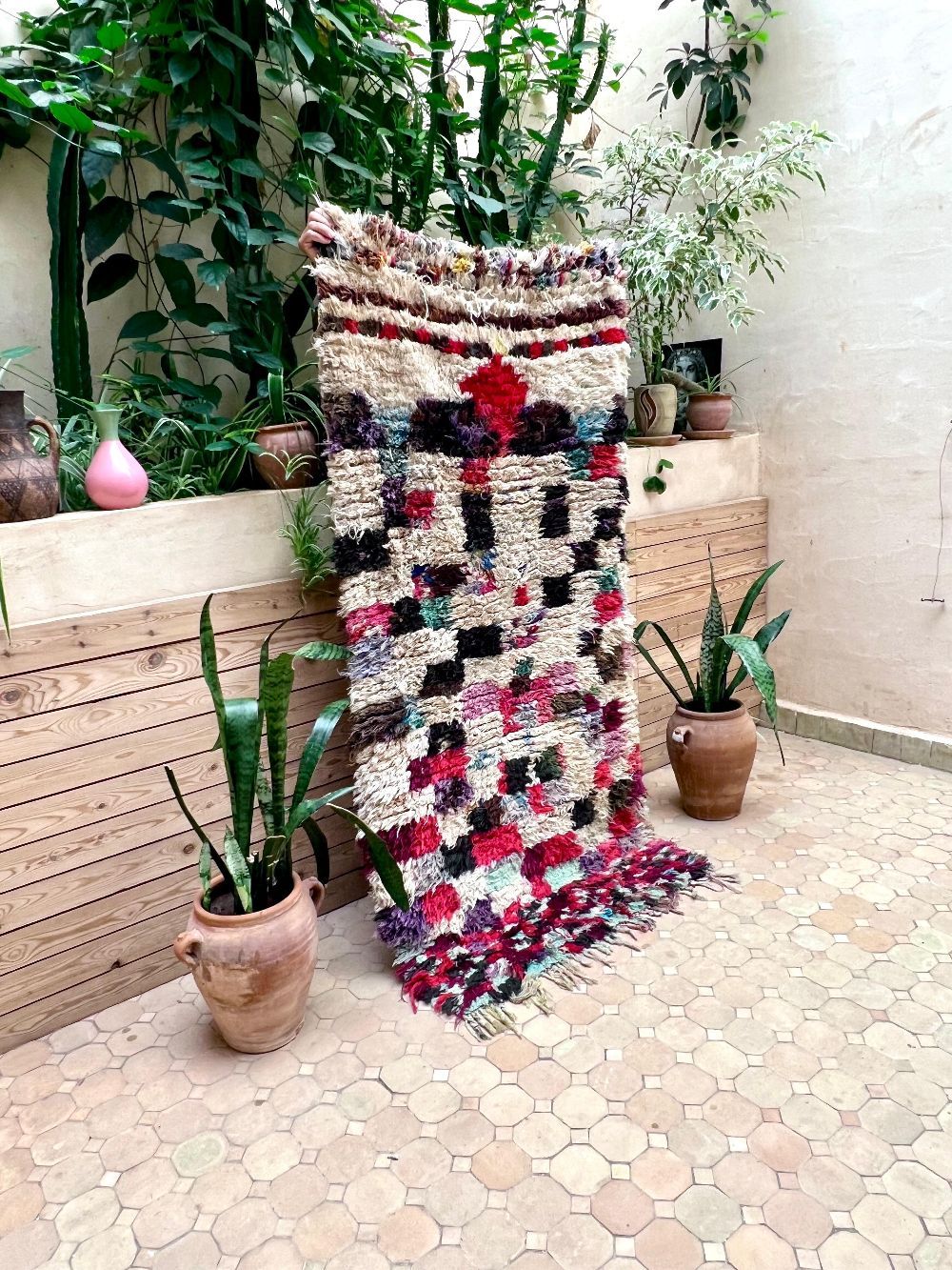 Moroccan Vintage Boucherouite Rug 150x95cm