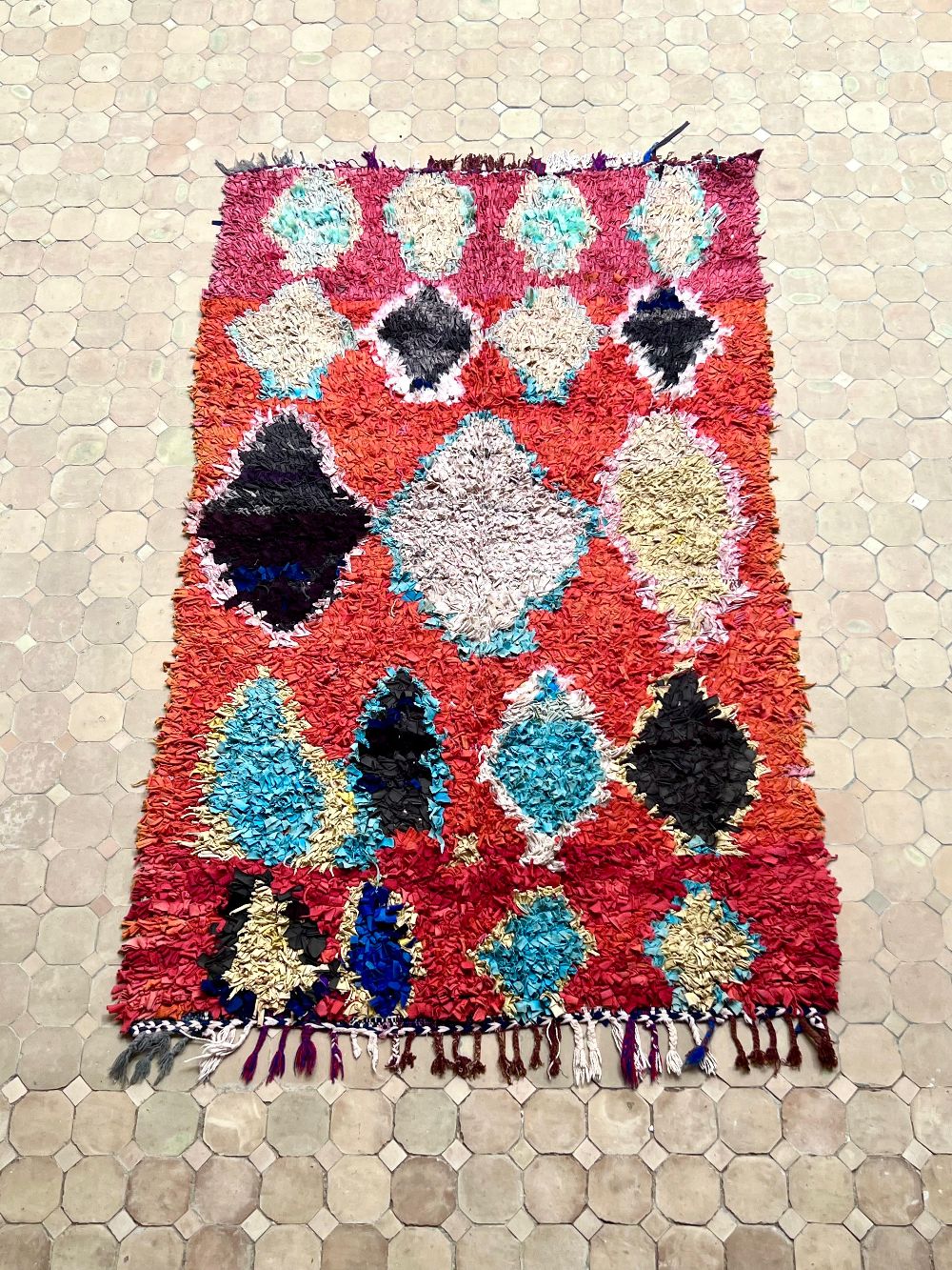 Moroccan Vintage Boucherouite Rug 190x110cm
